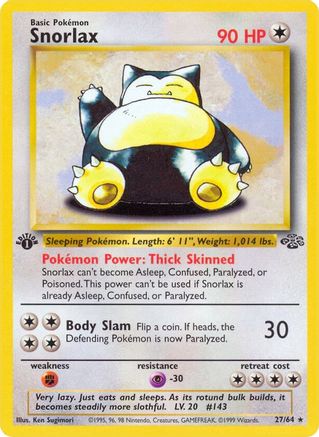 Snorlax (27) 27/64 - Jungle 1st Edition