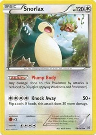 Snorlax 118/162 - XY BREAKthrough Reverse Holofoil
