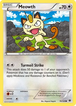 Meowth 74/124 - XY Fates Collide Reverse Holofoil