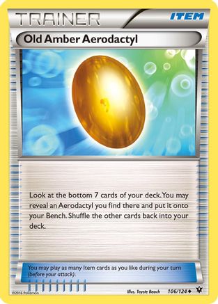 Old Amber Aerodactyl 106/124 - XY Fates Collide Reverse Holofoil