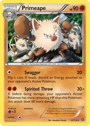 Primeape 53/114 - XY Steam Siege Reverse Holofoil