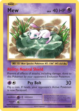 Mew 53/108 - XY Evolutions Holofoil