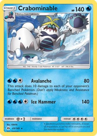 Crabominable 43/149 - SM Base Set Reverse Holofoil