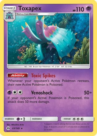 Toxapex 63/149 - SM Base Set Holofoil