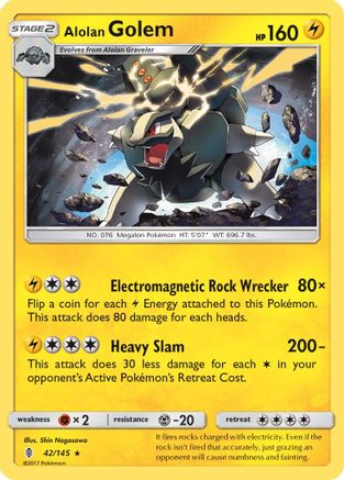 Alolan Golem 42/145 - SM Guardians Rising Reverse Holofoil