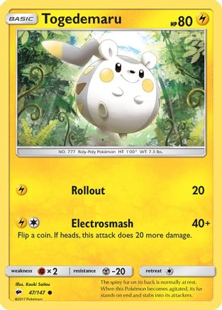 Togedemaru 47/147 - SM Burning Shadows Reverse Holofoil