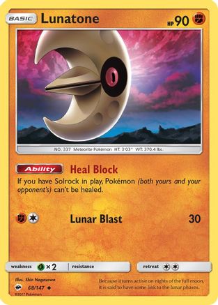 Lunatone 68/147 - SM Burning Shadows