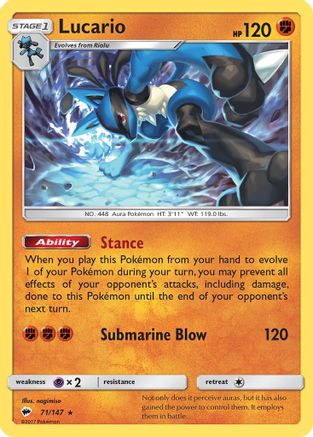 Lucario 71/147 - SM Burning Shadows Reverse Holofoil