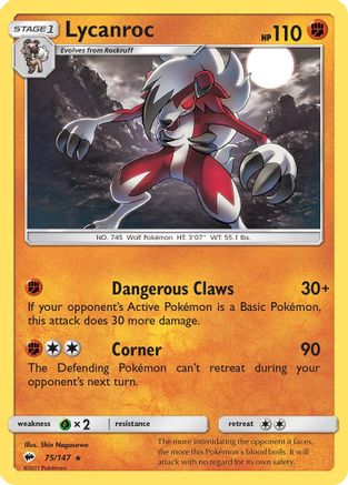 Lycanroc (75) 75/147 - SM Burning Shadows Reverse Holofoil