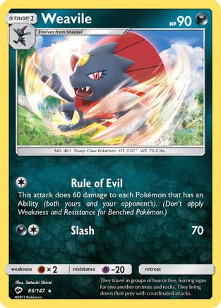 Weavile 86/147 - SM Burning Shadows Reverse Holofoil
