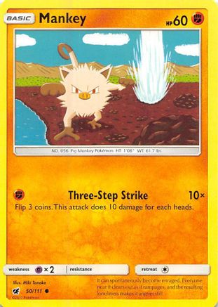 Mankey 50/111 - SM Crimson Invasion Reverse Holofoil
