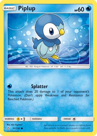 Piplup (31) 31/156 - SM Ultra Prism Reverse Holofoil