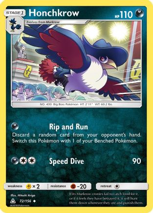 Honchkrow 72/156 - SM Ultra Prism Reverse Holofoil