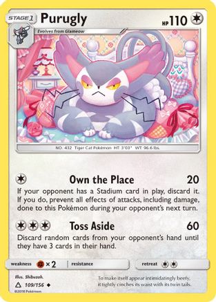 Purugly 109/156 - SM Ultra Prism Reverse Holofoil