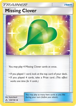 Missing Clover 129/156 - SM Ultra Prism Reverse Holofoil
