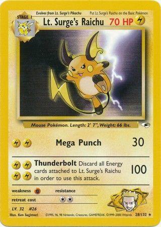 raichu stage 1 pokemon card price Lt. Surge's Raichu 28/132