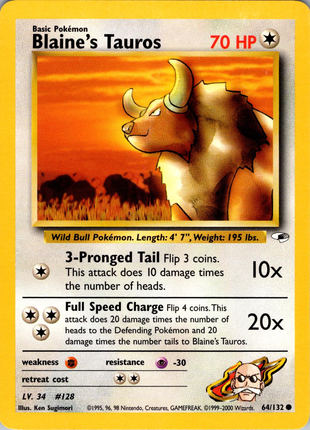 Blaine's Tauros 64/132 - Gym Heroes Unlimited