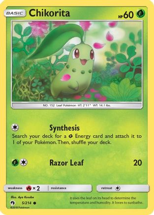Chikorita (5) 5/214 - SM Lost Thunder Reverse Holofoil