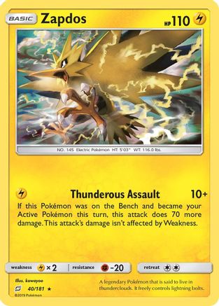 Zapdos 40/181 - SM Team Up Reverse Holofoil