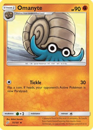 Omanyte 75/181 - SM Team Up Reverse Holofoil