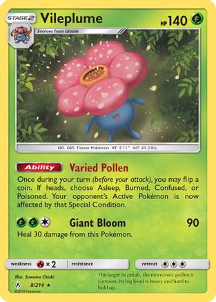 Vileplume 8/214 - SM Unbroken Bonds Holofoil