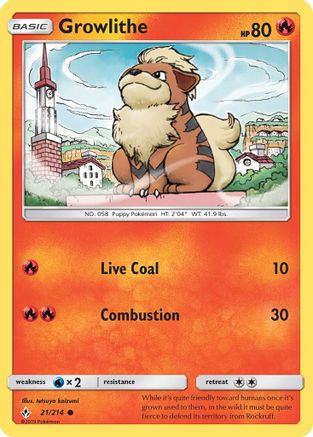 Growlithe 21/214 - SM Unbroken Bonds Reverse Holofoil