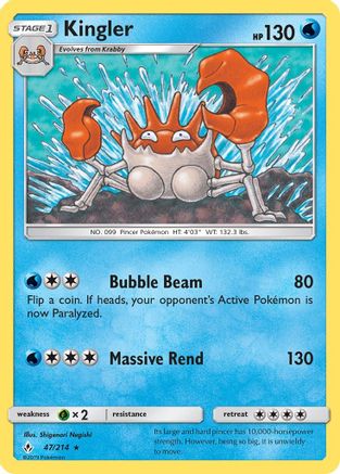 Kingler 47/214 - SM Unbroken Bonds Reverse Holofoil