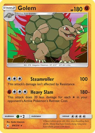 Golem 89/214 - SM Unbroken Bonds Holofoil