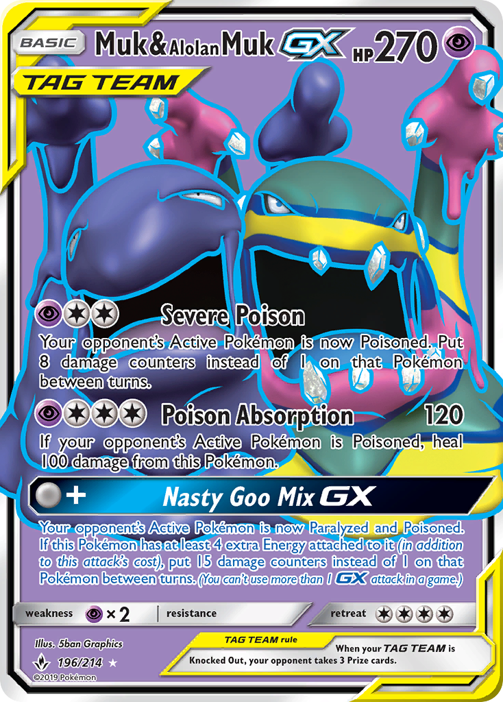 Muk & Alolan Muk GX (196) (Full Art) 196/214 - SM Unbroken Bonds Holofoil