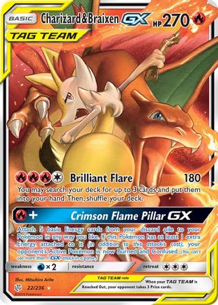 Charizard & Braixen GX 22/236 - SM Cosmic Eclipse Holofoil