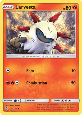Larvesta 34/236 - SM Cosmic Eclipse Reverse Holofoil