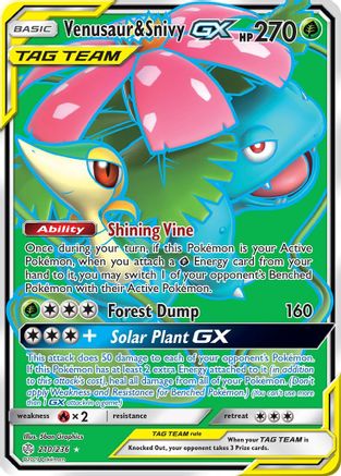Venusaur & Snivy GX (Full Art) 210/236 - SM Cosmic Eclipse Holofoil