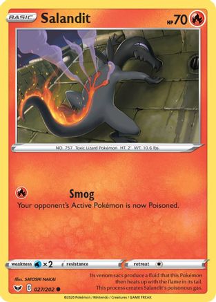 Salandit 27/202 - SWSH01 Sword & Shield Base Set Reverse Holofoil