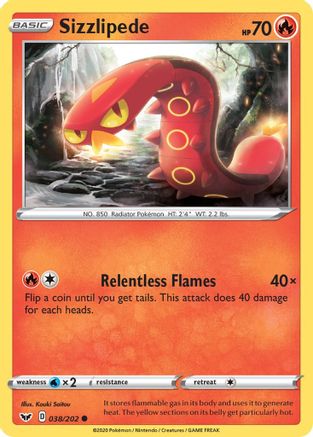Sizzlipede (038) 38/202 - SWSH01 Sword & Shield Base Set Reverse Holofoil