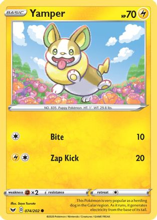 Yamper (074) 74/202 - SWSH01 Sword & Shield Base Set Reverse Holofoil