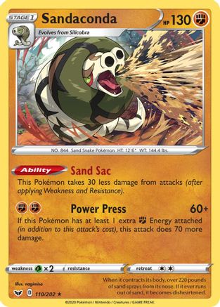 Sandaconda (110) 110/202 - SWSH01 Sword & Shield Base Set Reverse Holofoil