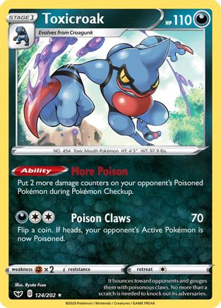 Toxicroak 124/202 - SWSH01 Sword & Shield Base Set Reverse Holofoil