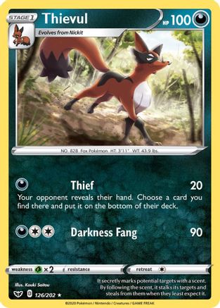 Thievul 126/202 - SWSH01 Sword & Shield Base Set Reverse Holofoil