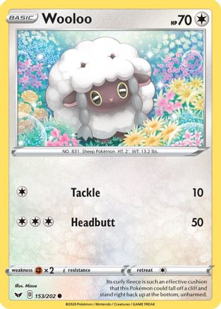 Wooloo (153) 153/202 - SWSH01 Sword & Shield Base Set Reverse Holofoil