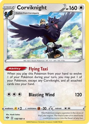 Corviknight 156/189 - SWSH03 Darkness Ablaze Holofoil
