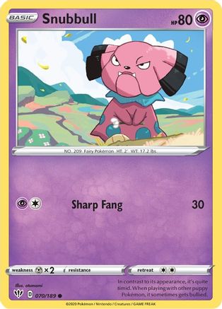 Snubbull 70/189 - SWSH03 Darkness Ablaze Reverse Holofoil