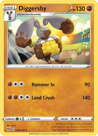 Diggersby 96/189 - SWSH03 Darkness Ablaze Reverse Holofoil