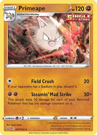 Primeape 67/163 - SWSH05 Battle Styles Reverse Holofoil