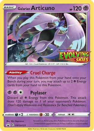 Galarian Articuno - SWSH123 (Prerelease) SWSH123/307 - SWSH Sword & Shield Promo Cards Holofoil