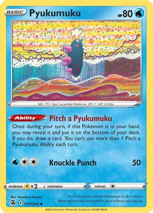 Pyukumuku 77/264 - SWSH08 Fusion Strike Reverse Holofoil