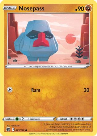 Nosepass 73/172 - SWSH09 Brilliant Stars Reverse Holofoil