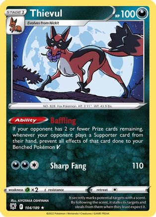 Thievul 104/189 - SWSH10 Astral Radiance Reverse Holofoil