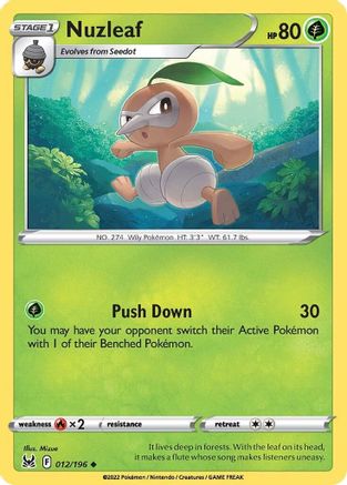 Nuzleaf 12/196 - SWSH11 Lost Origin Reverse Holofoil