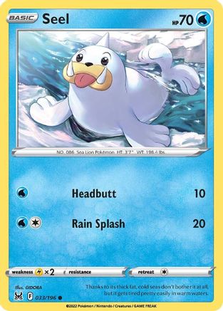 Seel 33/196 - SWSH11 Lost Origin Reverse Holofoil