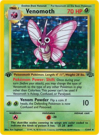 Venomoth (13) 13/64 - Jungle 1st Edition Holofoil